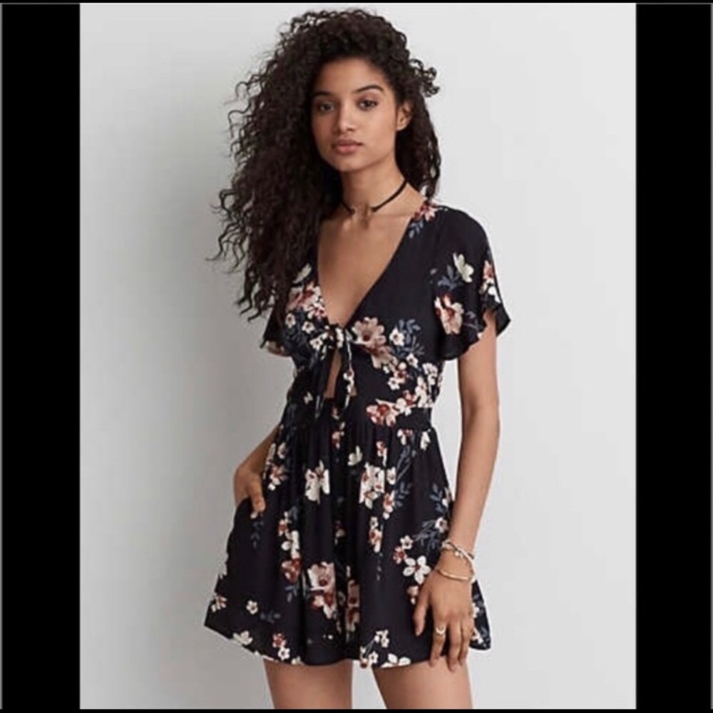Navy floral AE Romper
